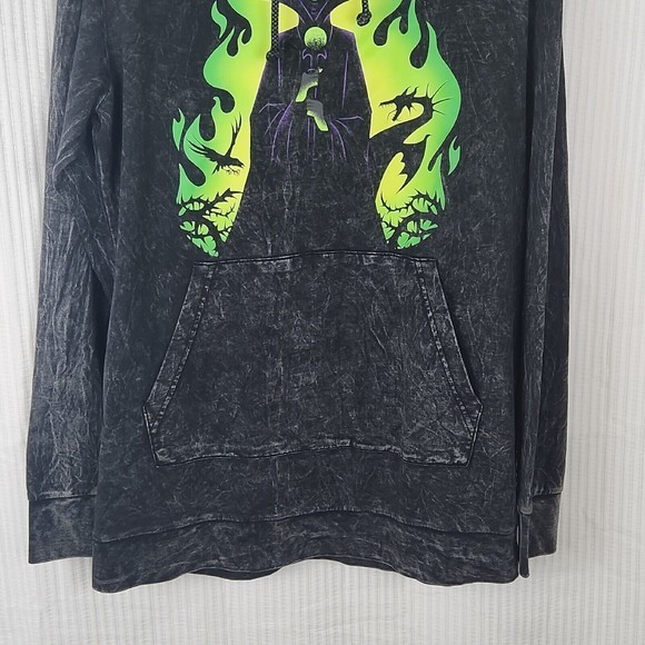 Disney Parks Halloween 2020 Maleficent Hoodie SizeM P2P 23" Length 33" Oversized - Picture 3 of 9